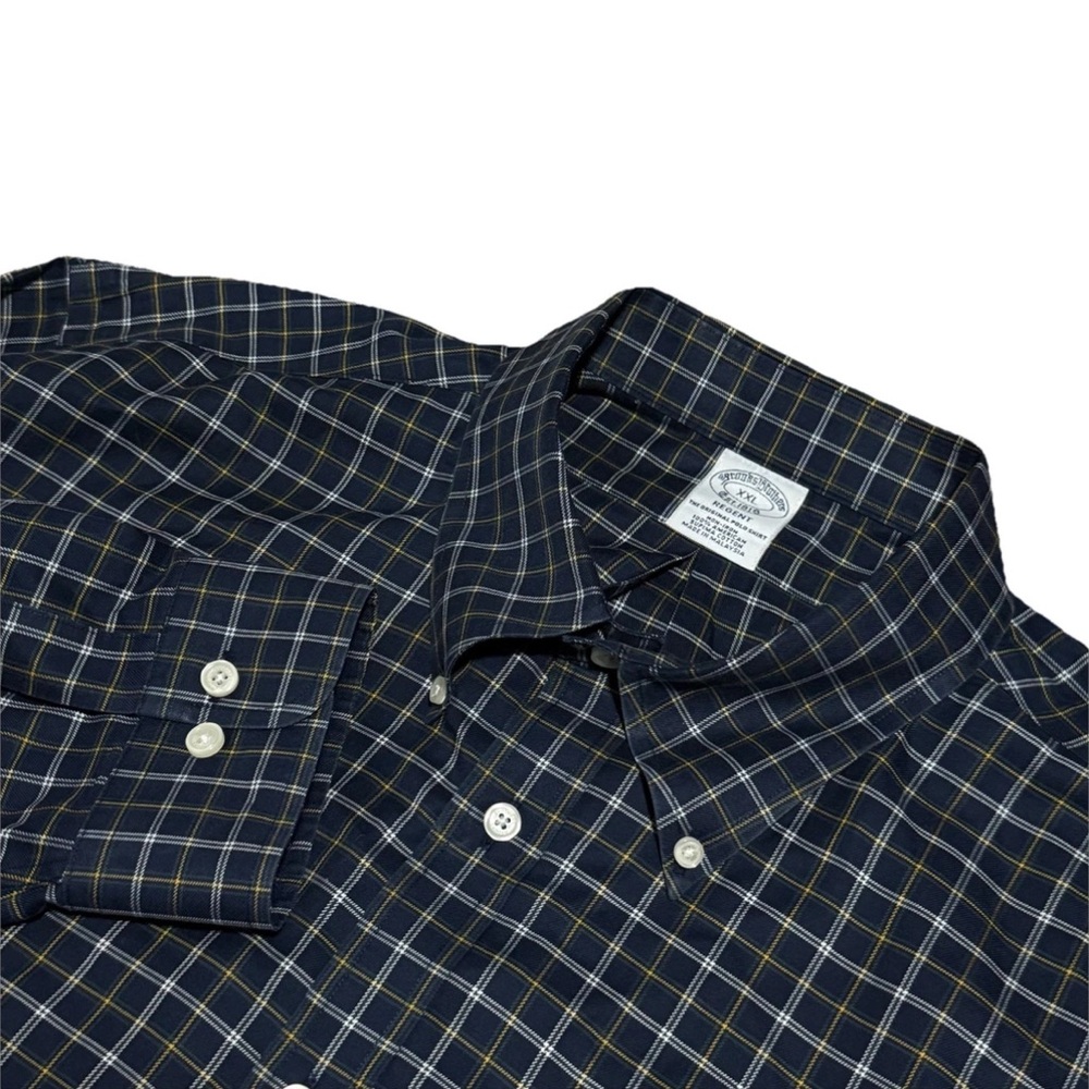 Brooks Brothers Regent Mens XXL Blue Plaid Button Down Shirt Long Sleeve Preppy